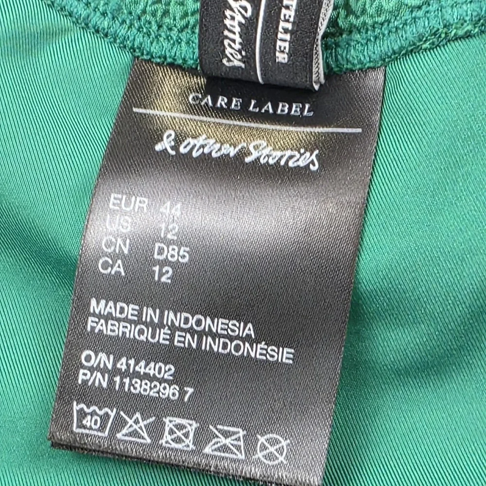 & Other Stories Swim‎ Top Womens 12 Green Textured Bralette Knot Front Lined NWT